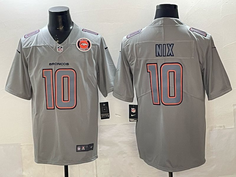 Men 2026 Denver Broncos #10 Nix grey Nike Limited NFL Jersey style 008